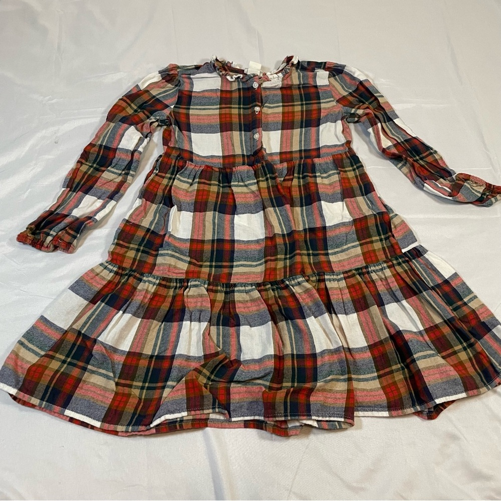 Crewcuts J Crew Girls Plaid Tiered Dress Size 8 Multi Color Cotton Ruffle Collar